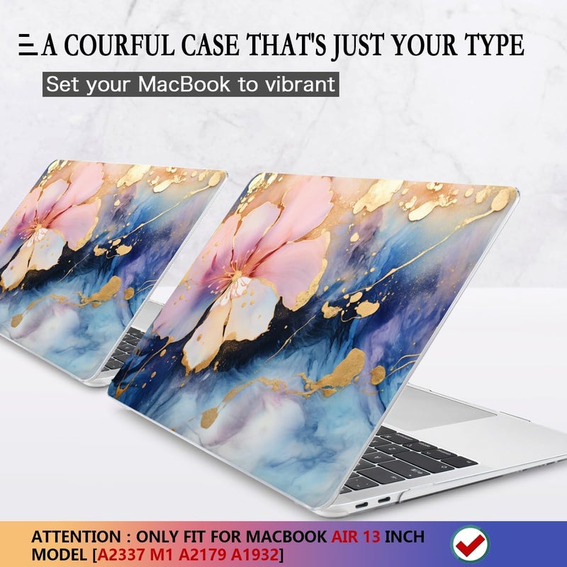 CISSOOK Compatible with MacBook Air 13 inch Case M1 A2337 A2179 A1932 2021 2020-2018, Plastic Hard Shell Case & Keyboard Cover & Screen Film for MacBook Air 13-inch with Touch ID, Marble Flower - Image 3